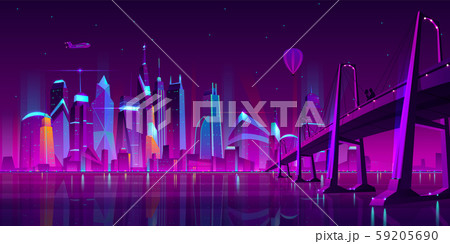 Night city futuristic landscape background 59205690