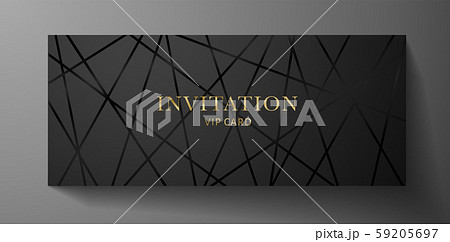 Luxurious VIP Invitation template with black lines on background and gold (golden) text. Premium class design for Gift certificate, Voucher, Gift card  59205697
