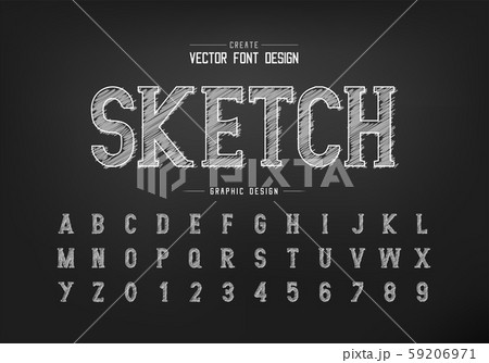 Chalk font and sketch alphabet vector, Hand draw 59206971