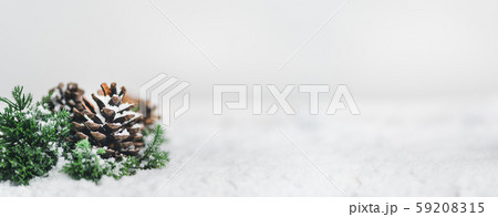 Christmas - Pine cones and branches On the snow Christmas - Pine cones and branches On the snow 59208315