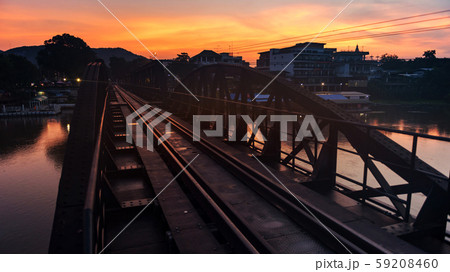 river Kwai bridge at dawn, Kanchanaburi 59208460