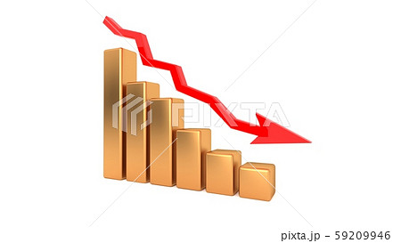 Chart of falling incomes, losses of an enterprise, crisis of incomes. 3D illustration Chart of falling incomes, losses of an enterprise, crisis of incomes. 3D illustration 59209946