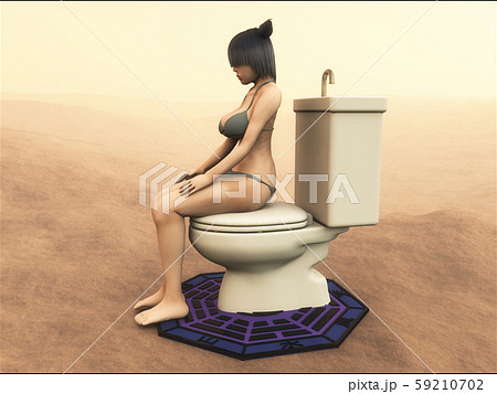 Naked Girl On Closed Toilet Seat