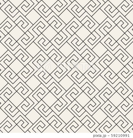 Vector seamless pattern. Geometric striped ornament. Monochrome spiral lines lattice. Vector seamless pattern. Geometric striped ornament. Monochrome spiral lines lattice. 59210991