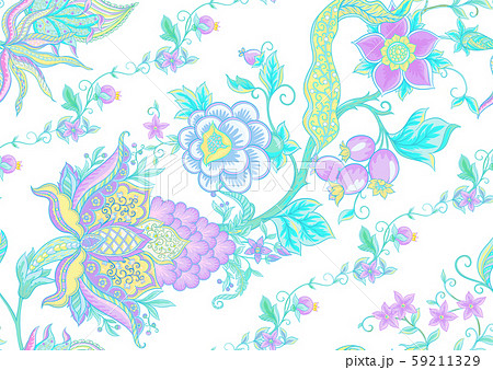 Fantasy flowers traditional Jacobean embroidery 59211329