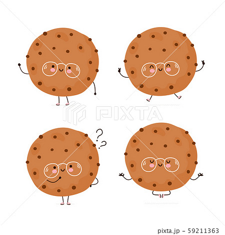 Cute happy cookie with chocolate chip 59211363