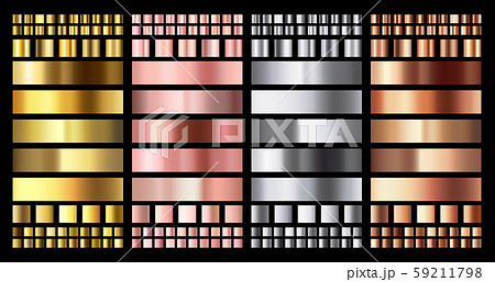 Elegant metallic gradient. Shiny rose gold, silver and bronze medals gradients. Golden, pink copper 59211798