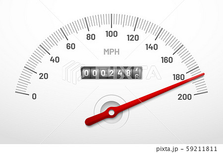 Car speedometer dashboard. Speed metre panel with odometer, miles counter and urgency dial isolated 59211811
