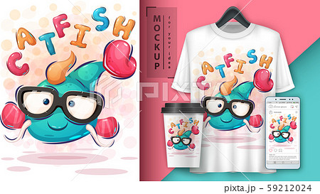 Cute catfish poster and merchandising 59212024