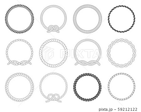 Round rope frame. Circle ropes, rounded border and decorative marine cable frame circles isolated 59212122