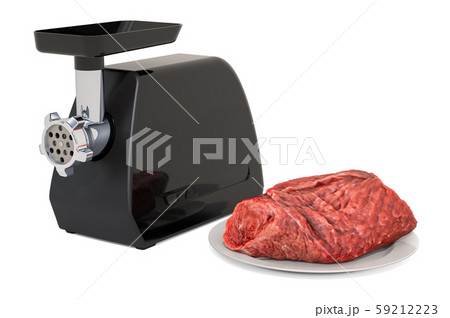 Electric meat grinder with raw meat beef 59212223