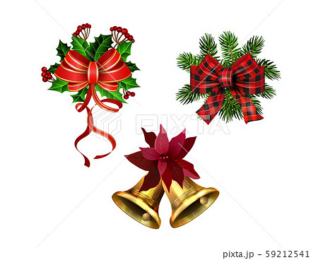 Christmas decorations with fir tree golden jingle bells 59212541