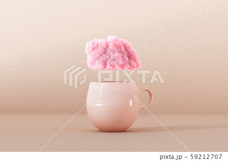 Cup with pink cloud 3D rendering 59212707
