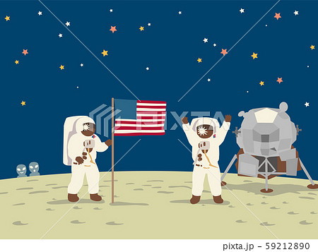 スペースシップ アポロ11号の月面着陸 と 宇宙人 のイラスト素材 5921
