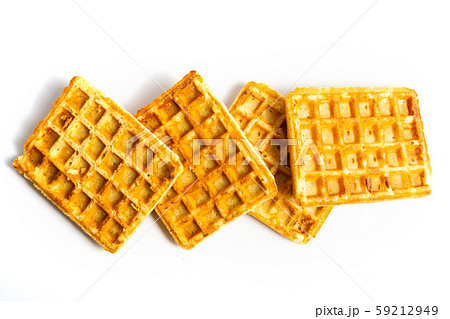 Homemade waffles on white top view Homemade waffles on white top view 59212949