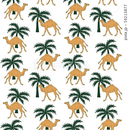 Vector seamless pattern of camel and palm 59213877
