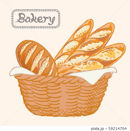 Baguette In A Bakery Basket Bread Material Stock Illustration