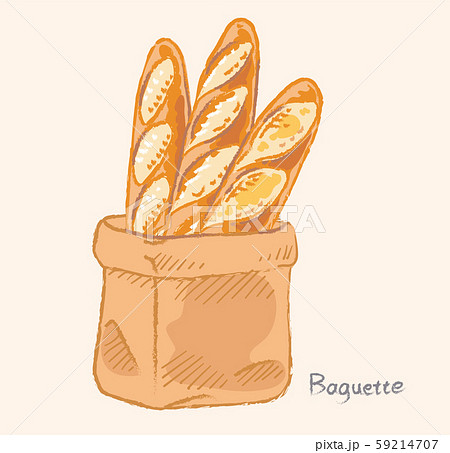 Baguette In A Bag Bread Material Vintage Stock Illustration