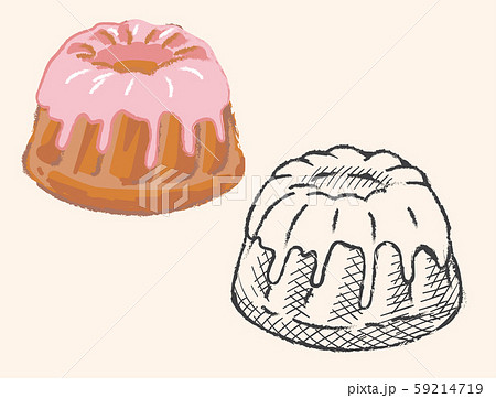 クグロフ。パン素材。手書き風、スケッチ風のセット。 クグロフ。パン素材。手書き風、スケッチ風のセット。 59214719