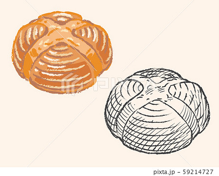 パン ド カンパーニュ パン素材 手書き風 スケッチ風のセット のイラスト素材
