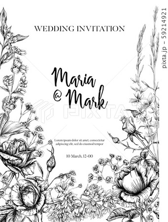 roses and spring flowers. Graphic drawing,  59214921