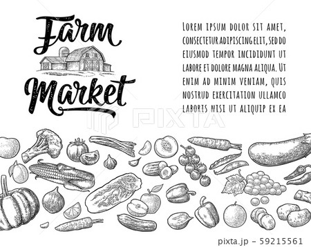 Farm market calligraphic lettering with hangar. Farm market calligraphic lettering with hangar. 59215561