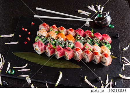 sushi on the black background 59218883