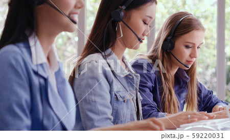 Customer support agent or call center with headset Customer support agent or call center with headset 59220031
