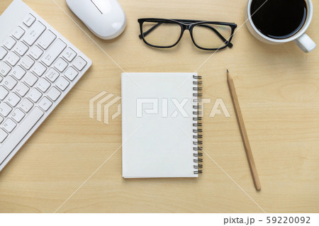 Office desk workspace and table background. Office desk workspace and table background. 59220092