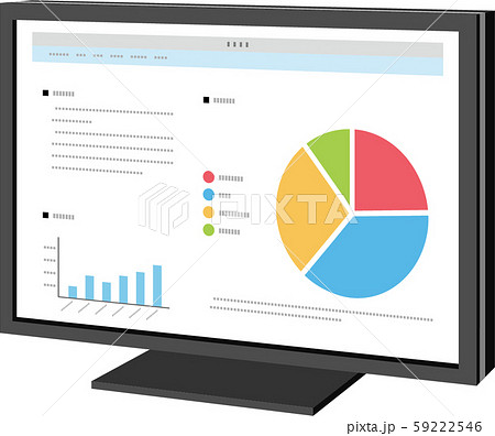 パソコンの集計画面のイラスト素材