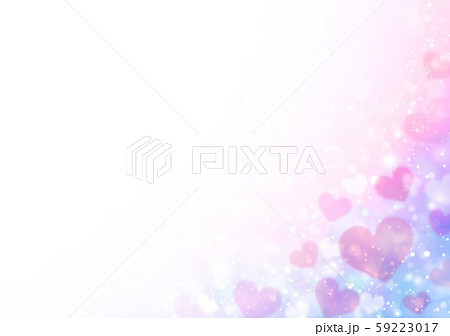虹色シャボン玉背景とハートのイラスト素材