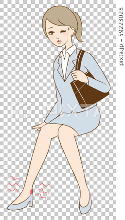 Woman rubbing shoes, painful illustration 59223028