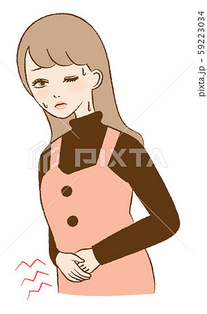 腹痛 女性 生理痛 お腹 痛い 便秘 イラストのイラスト素材 59223034 Pixta