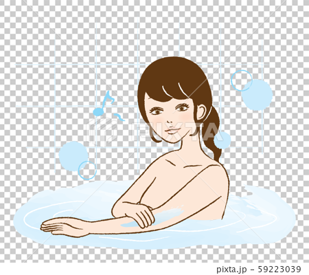 女性 お風呂 バスタイム 入浴 リラックス イラストのイラスト素材