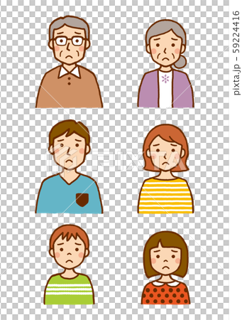 三世代家族 上半身 困った顔 三世代家族 上半身 困った顔 59224416