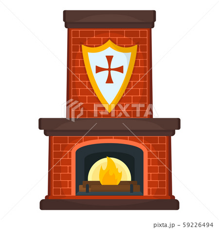 Fireplace Icon Concept. Fireside on White Fireplace Icon Concept. Fireside on White 59226494