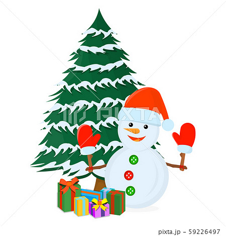Christmas Tree with Gift and Showman Icon Concept. 59226497