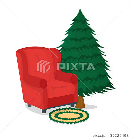Armchair, Table and Christmas Tree Icon Concept. Armchair, Table and Christmas Tree Icon Concept. 59226498