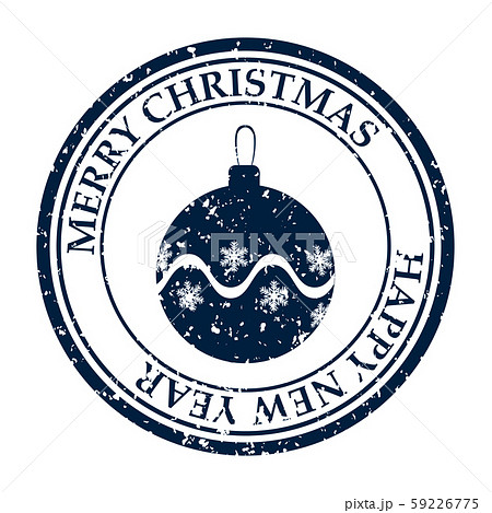 Merry Christmasand Happy New Year grunge dirty post stamp ball icon isolated on white vector 59226775