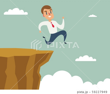 Businessman running and jump over cliff gap to success, overcome the difficulty, Business concept Businessman running and jump over cliff gap to success, overcome the difficulty, Business concept 59227949