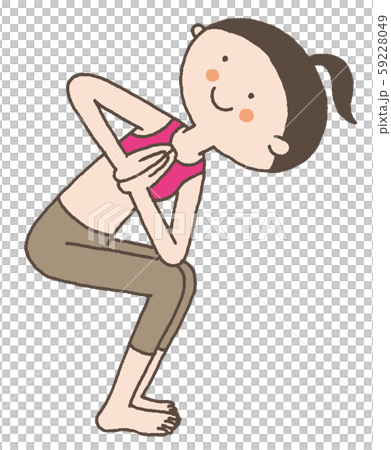 パリブリッタ ウトカタ アーサナ ねじった椅子のポーズ のヨガをする女性のイラスト素材 59228049 Pixta
