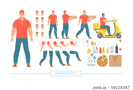 Pizza Deliveryman Character Constructor Vector 59228387