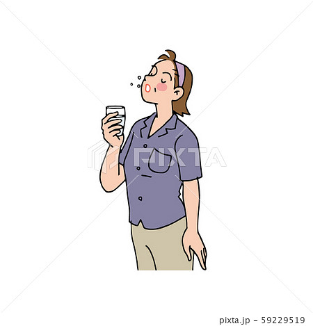 うがいをする女性 うがいをする女性 59229519