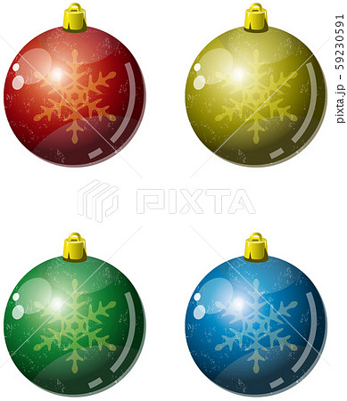 クリスマスツリー飾り ガラスボールのイメージイラストのイラスト素材