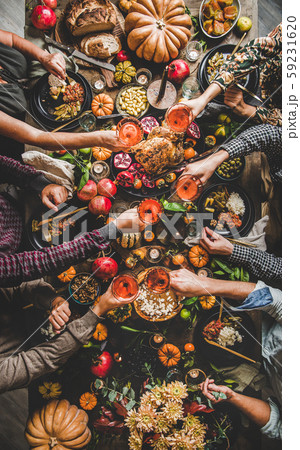 Family or friends celebrating Thanksgiving day 59231620