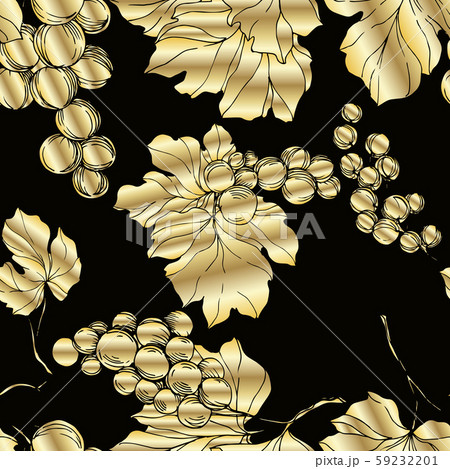 Vector Grape berry healthy food. Black and white engraved ink art. Seamless background pattern. 59232201