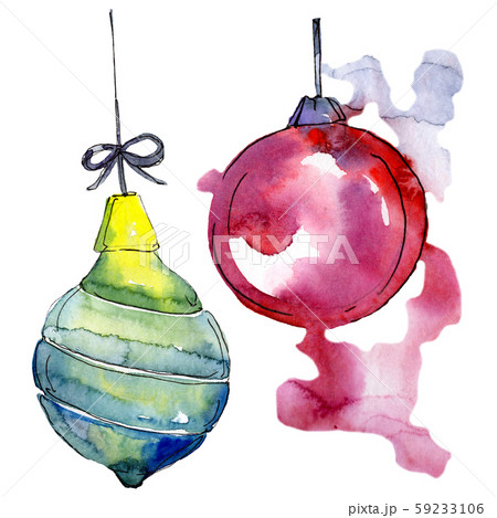 Christmas winter holiday symbol isolated. Watercolor background set. Isolated christmas illustration 59233106
