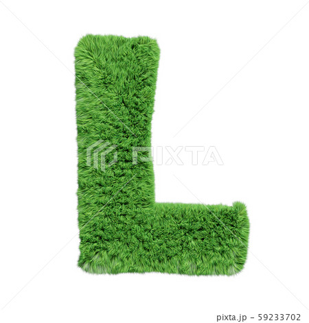 Herbal grass alphabet uppercase letter L. Isolated on white 3D illustration. Herbal grass alphabet uppercase letter L. Isolated on white 3D illustration. 59233702