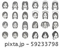 若い女性の顔③　（モノクロ） 59233798