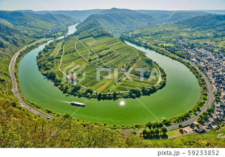 Moselle River bend near Bremm town, Germany Moselle River bend near Bremm town, Germany 59233852